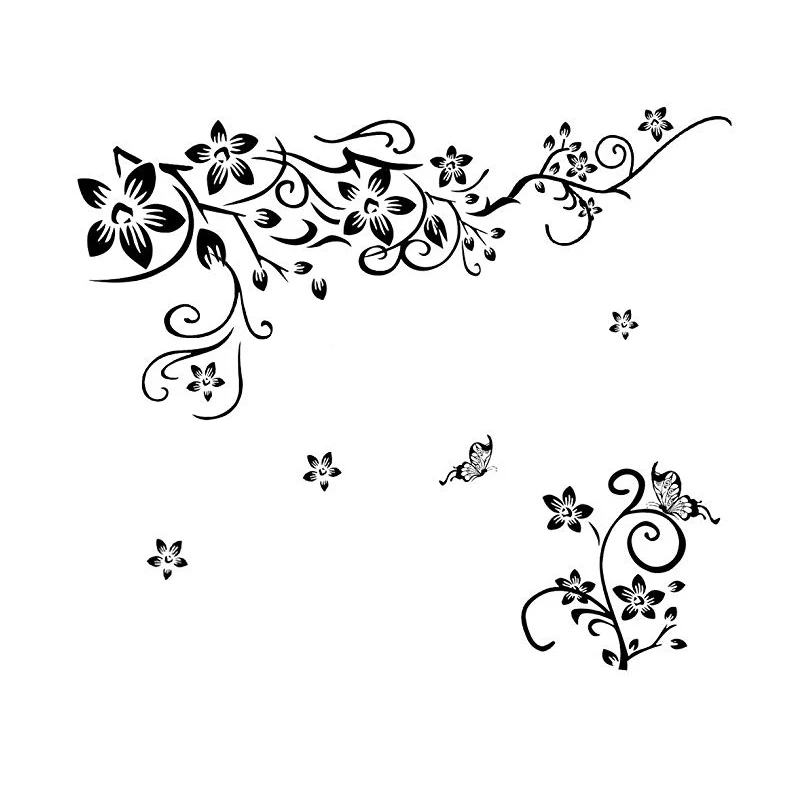 Настенная Наклейка для домашнего декора обои сделай сам черные цветы бабочки