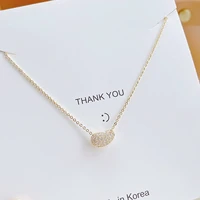ins hot sale cute tiny exquisite micro inlaid cz beans women necklace bling zirconia creative stylish colar kolye jewelry gift