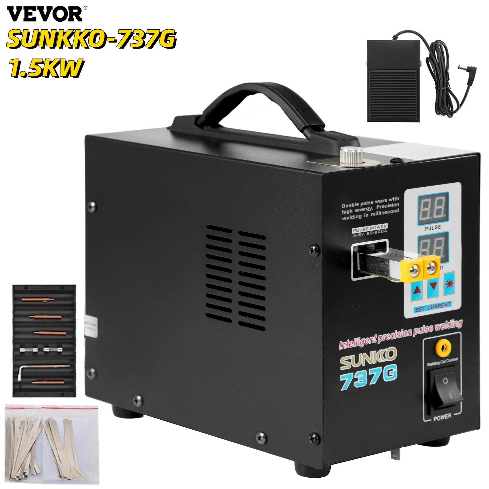 

VEVOR 737G Spot Welder 1.5KW LED Illumination Dual Digital Display Double Pulse Welding Machine for 18650 Lithium Battery Pack