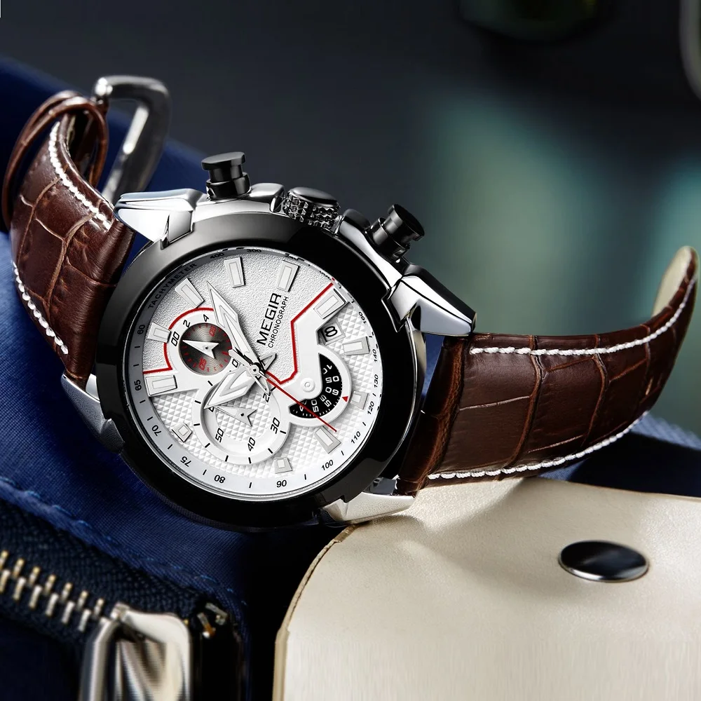 Часы MEGIR Мужские кварцевые в стиле милитари брендовые Роскошные армейские