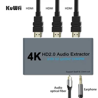 kuwfi hd mi splitter 1 in 2 out with audio extractor 4k 60hz 1x2 hd mi 2 0 hdcp 2 2 1080p for ps4 pro dvd laptop