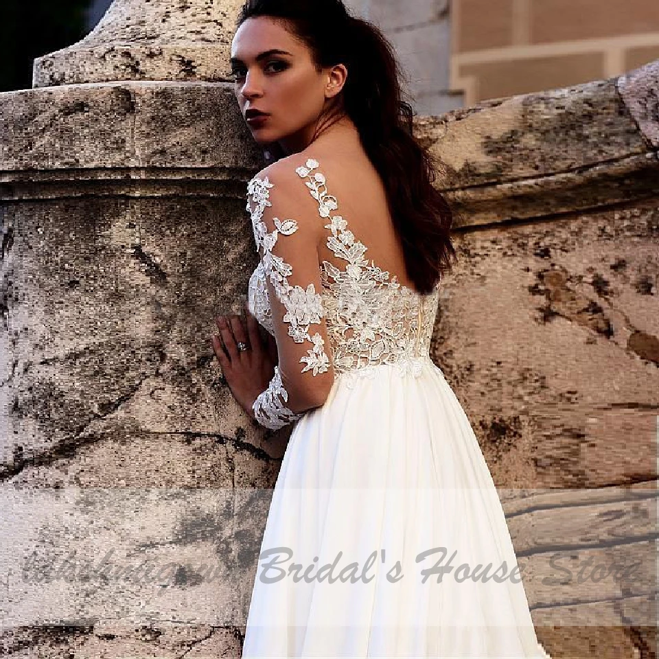 Vestido de Novia Boho шикарное пляжное свадебное платье с высоким разрезом сбоку 2020