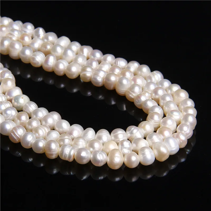 5-5.5mm white Бусы из настоящего натурального жемчуга, настоящий пресноводный жемчуг, бусины в стиле барокко, свободные жемчужины для самостоятельного изготовления браслетов и ожерелий, ювелирных изделий 14,5" - Цвет: 5-5.5mm white
