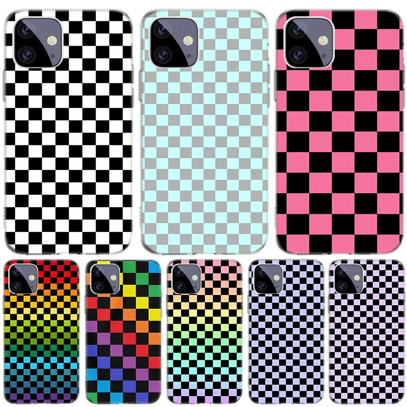 

Plaid Checked Checkered Case for Apple iPhone 13 12 11 Pro SE 2020 X XR XS Max 7 8 6 6S Plus 5 5S Silicone Phone Cover Coque
