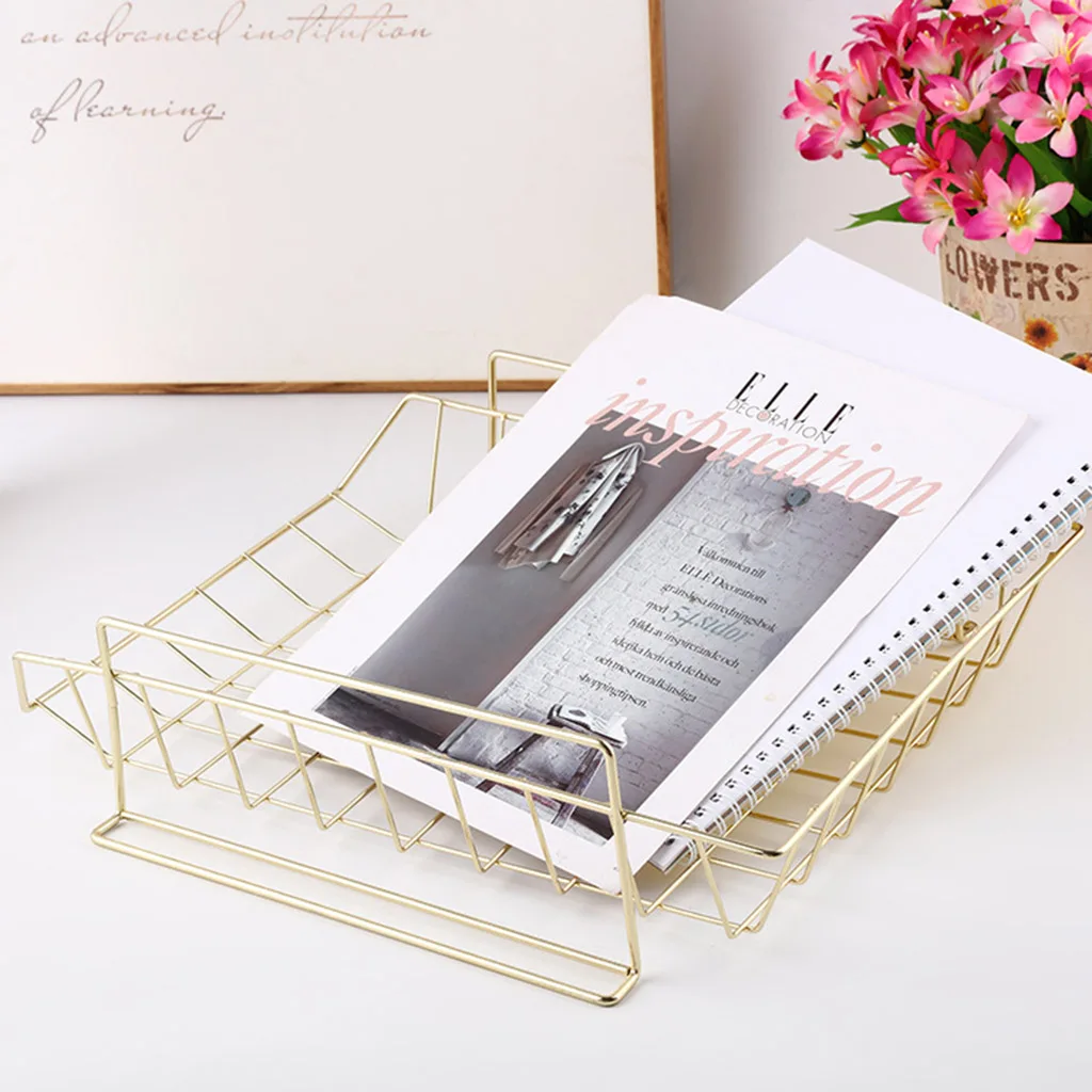 

File Magazine Storage Metal Tray Desktop File Holder Office Desk Organizer DIY Document File Cabinet Multifunction Magazine