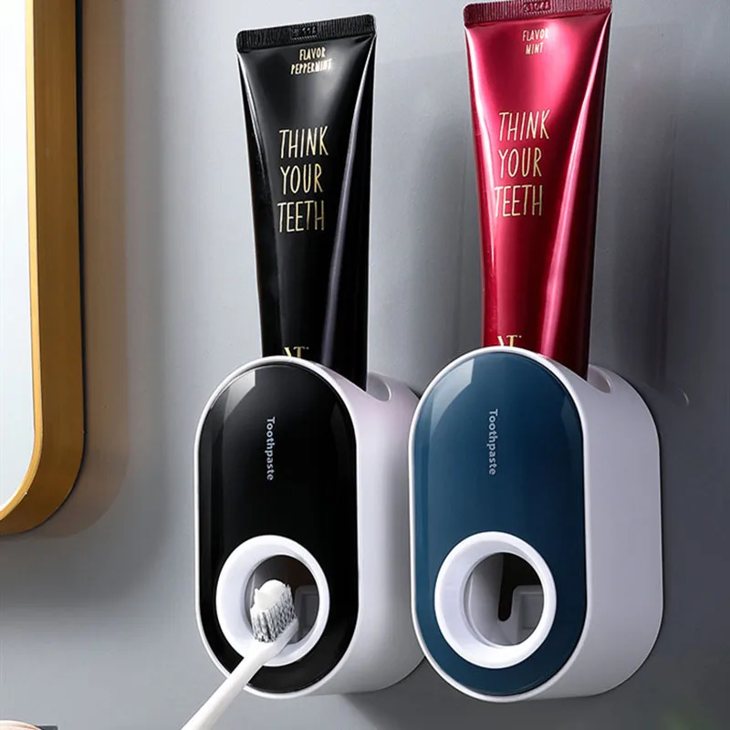 

Automatic Toothpaste Dispenser Wall Dust-proof Toothpaste Squeezer Toothbrush Holder Rack Mounted Stand For Bathroom Accessories