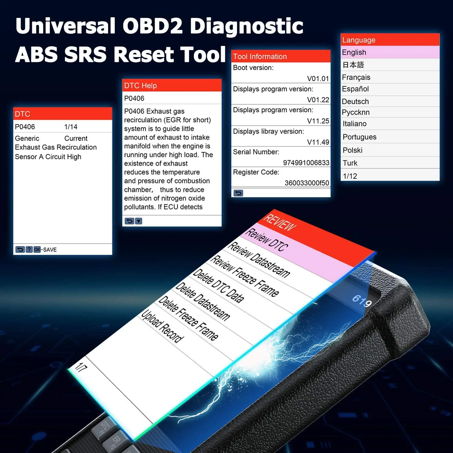 Launch X431 CR619 OBD2 сканер ABS подушка безопасности для двигателя авто диагностические
