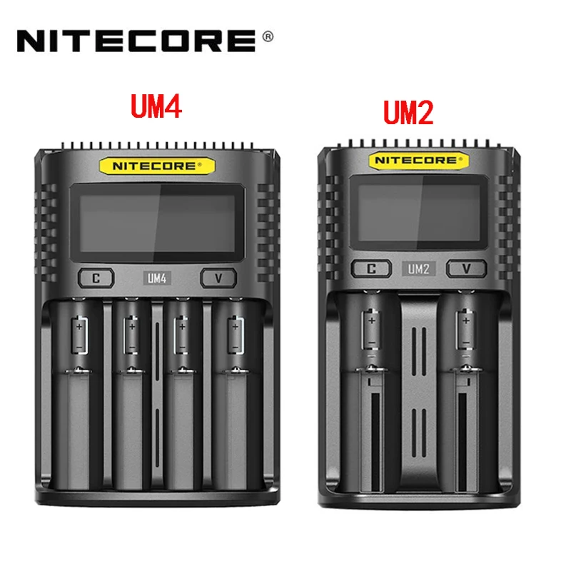 Умное зарядное устройство NITECORE UM4 UM2 C4 VC4 ЖК-дисплей для батарей li-ion/IMR/INR/ICR/LiFePO4 18650