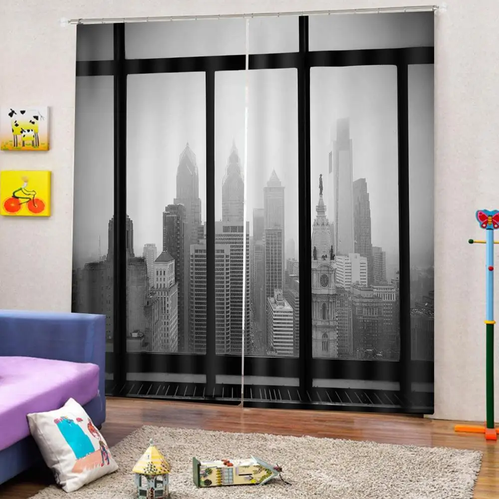 Серые занавески строительные шторы 3D затемняющие для гостиной постельное белье