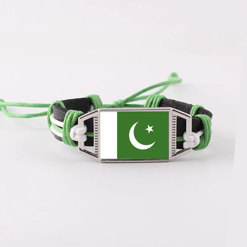 Кожаный браслет с национальным флагом для женщин и мужчин Пакистан Польша Перу