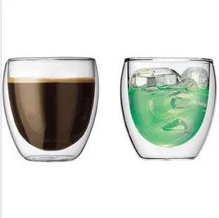 6 предметов/партия 80 мл Bodum с двойными стенками короткие Стекло теплоизоляция