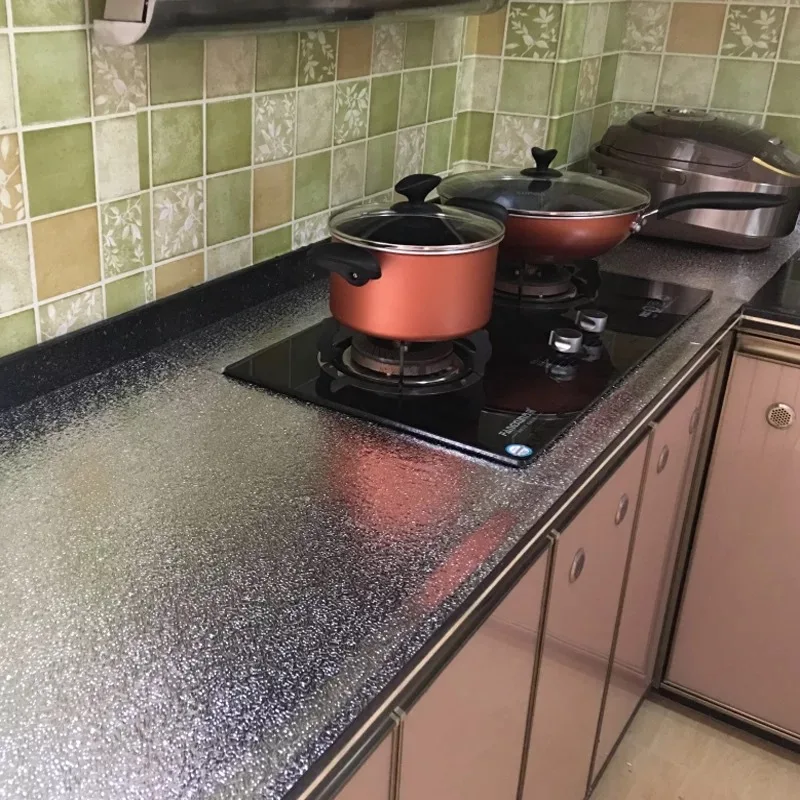 

40x100/200/300/500cm Kitchen Oil-proof Waterproof Stickers Aluminum Foil Kitchen Stove Cabinet Self Adhesive Wall Sticker