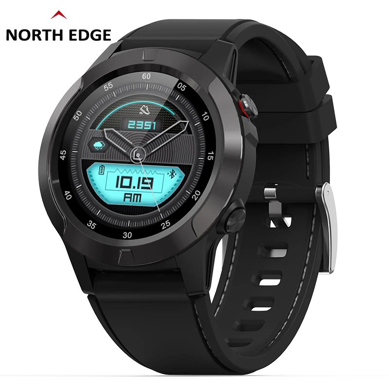 

Смарт-часы North Edge мужские спортивные, умные часы с GPS, шагомером, пульсометром, тонометром, Bluetooth, высотомером, компасом