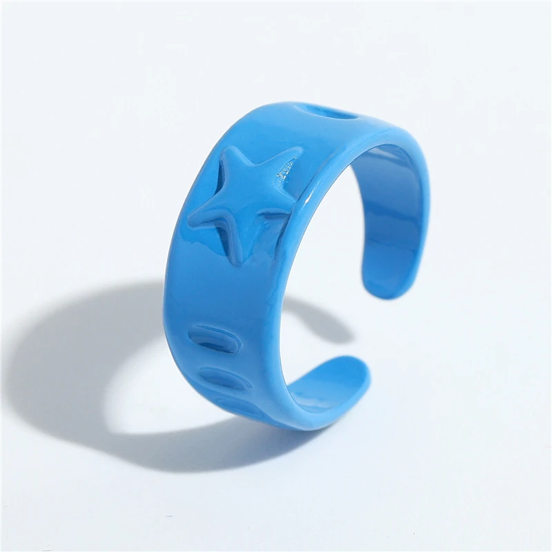 

OTOTY New Colorful Dripping Oil Circle Chain Open Zinc Alloy Rings For Women Fashion Hand-painted Rings Anillos Fancy Jewelry