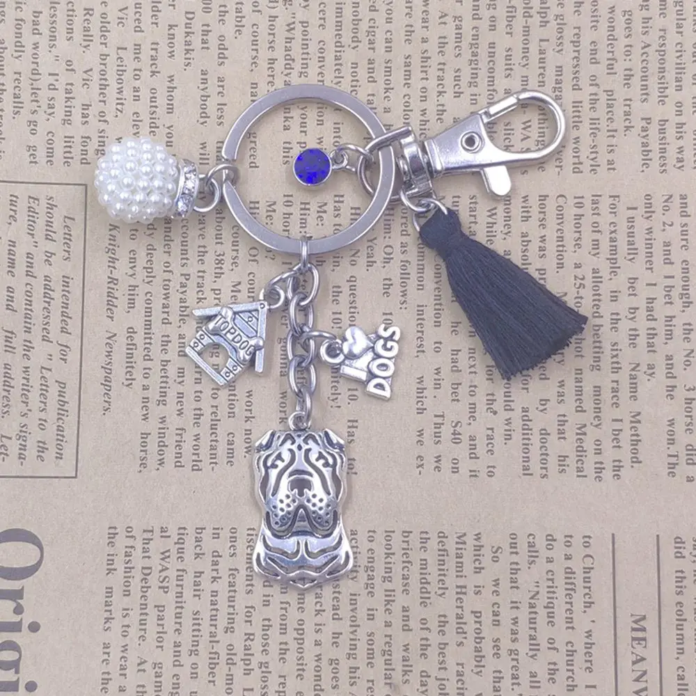 Брелок для ключей в виде собаки Шарпея китайском стиле с кисточками античный