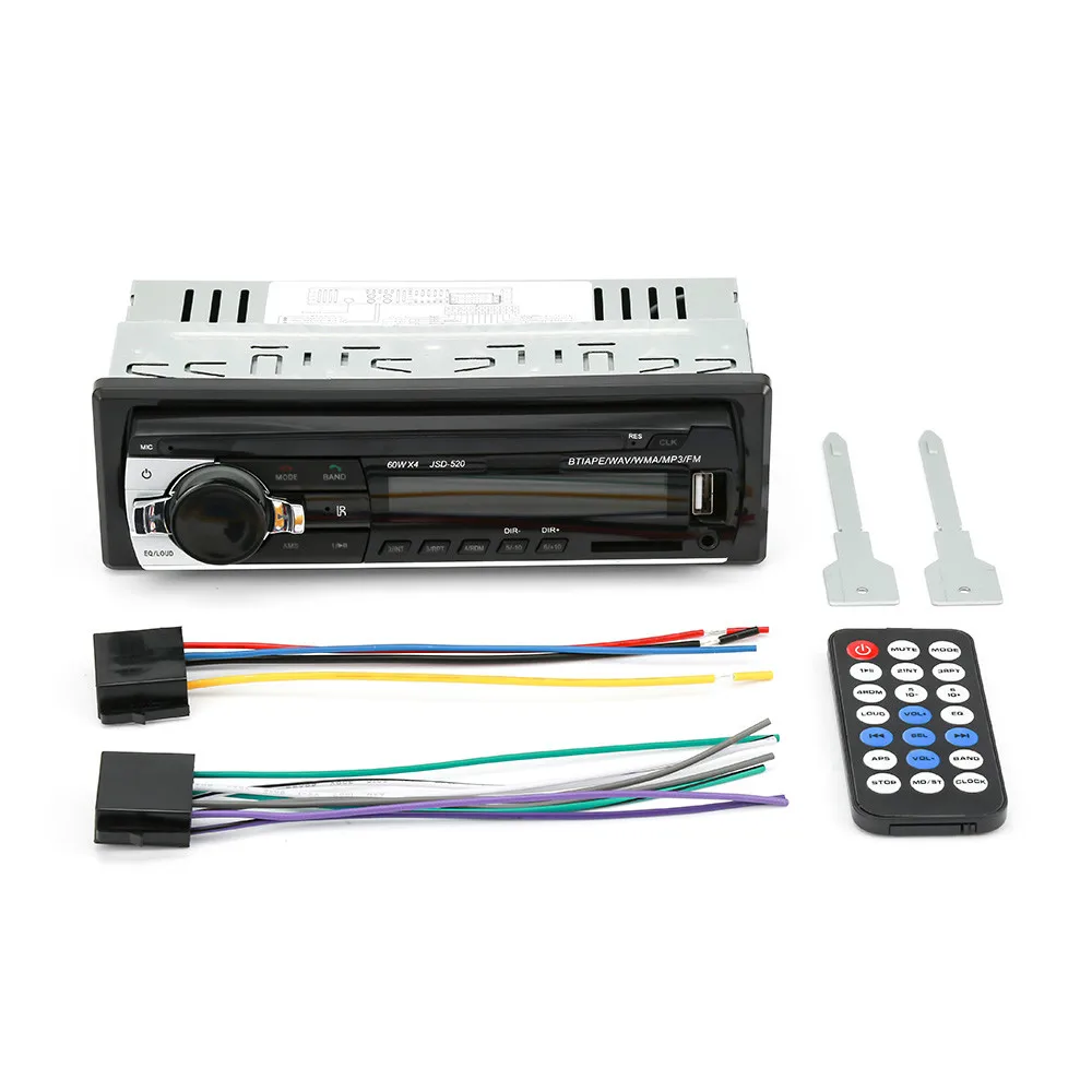 only radio Авторадио JSD-520 Автомагнитола Bluetooth 1Din стерео плеер AUX/MP3/FM/пульт дистанционного управления для телефона аудио сабвуфер - Цвет: only radio