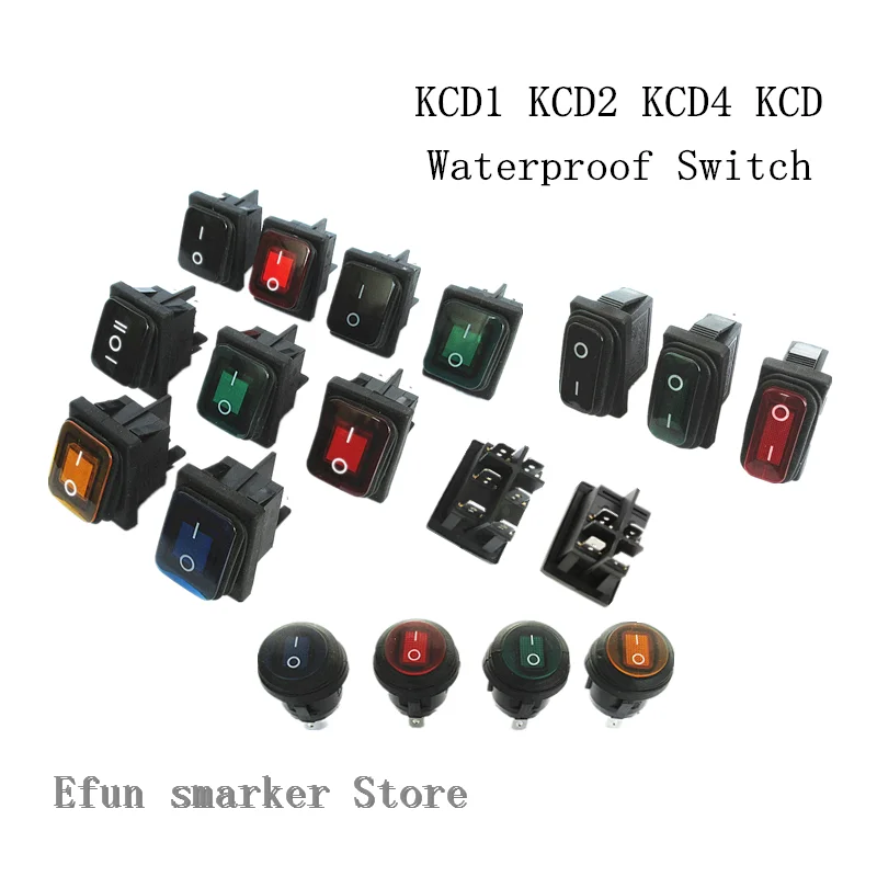 KCD1 KCD2 KCD4 KCD6 вкл/выкл 10A 16A 20A 125V 250V AC Heavy Duty DPST герметичный Водонепроницаемый авто