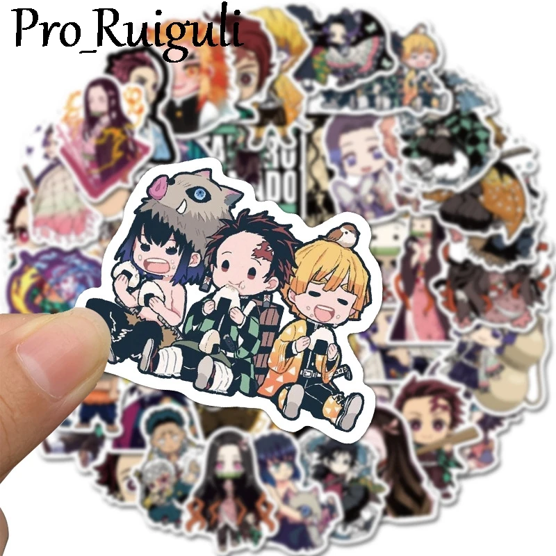 

50pcs Demon Slayer Cartoon Children Stickers Skateboard Guitar Suitcase Girls Waterproof scrapbooking Sticker Kids Graffiti Toys