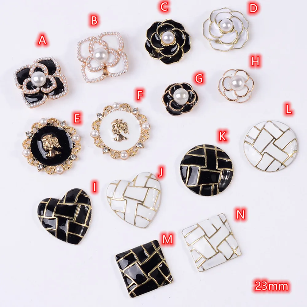 

Camellia Flower Buttons Vintage Gold Jewelry Accessories 10pcs Grid Geometric Flatback Button Embellishments Wedding Decoration