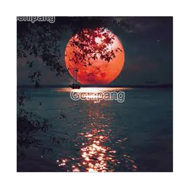 

Diy Diamond Decoration Abstract Attractive Sealand and Full Moons Square or Round Diamond Embroidered Modern Home Rooms Decorati