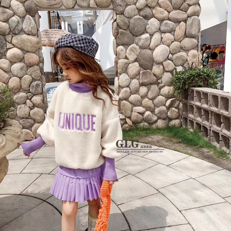 Детская одежда осень зима 2019 новый Детский костюм детский меховой свитер юбка