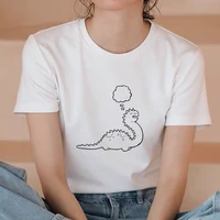 women graphic drawn dinosaur girl cartoon short sleeve spring summer lady clothes tops clothing tees print female tshirt t shirt