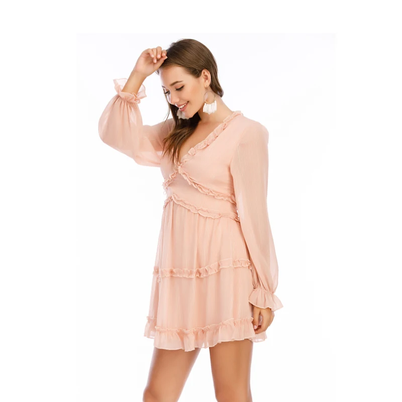 Модное платье европейское летнее складное кружевное сексуальное шифоновое 2680 |