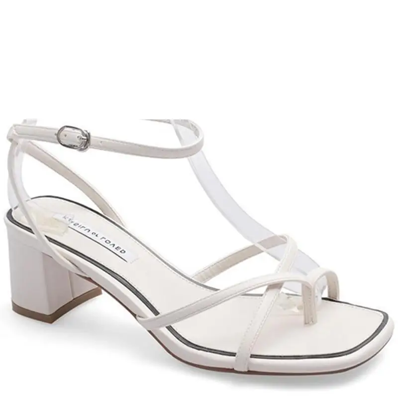 

High Heel Sandal for Women Med Suit Female Beige Buckle Strap 2021 Summer Flip Flops Platform Square Toe Clear Shoes High-heeled