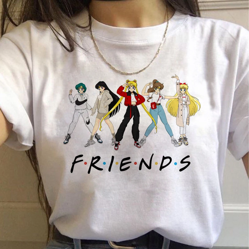 Сейлор Мун 90s забавная Футболка Harajuku одежда футболка Эстетическая кошка аниме