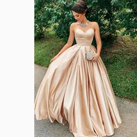 evening dress 2020 a line sweetheart backless champagne party wear custom made floor lenth ruffle princess gown