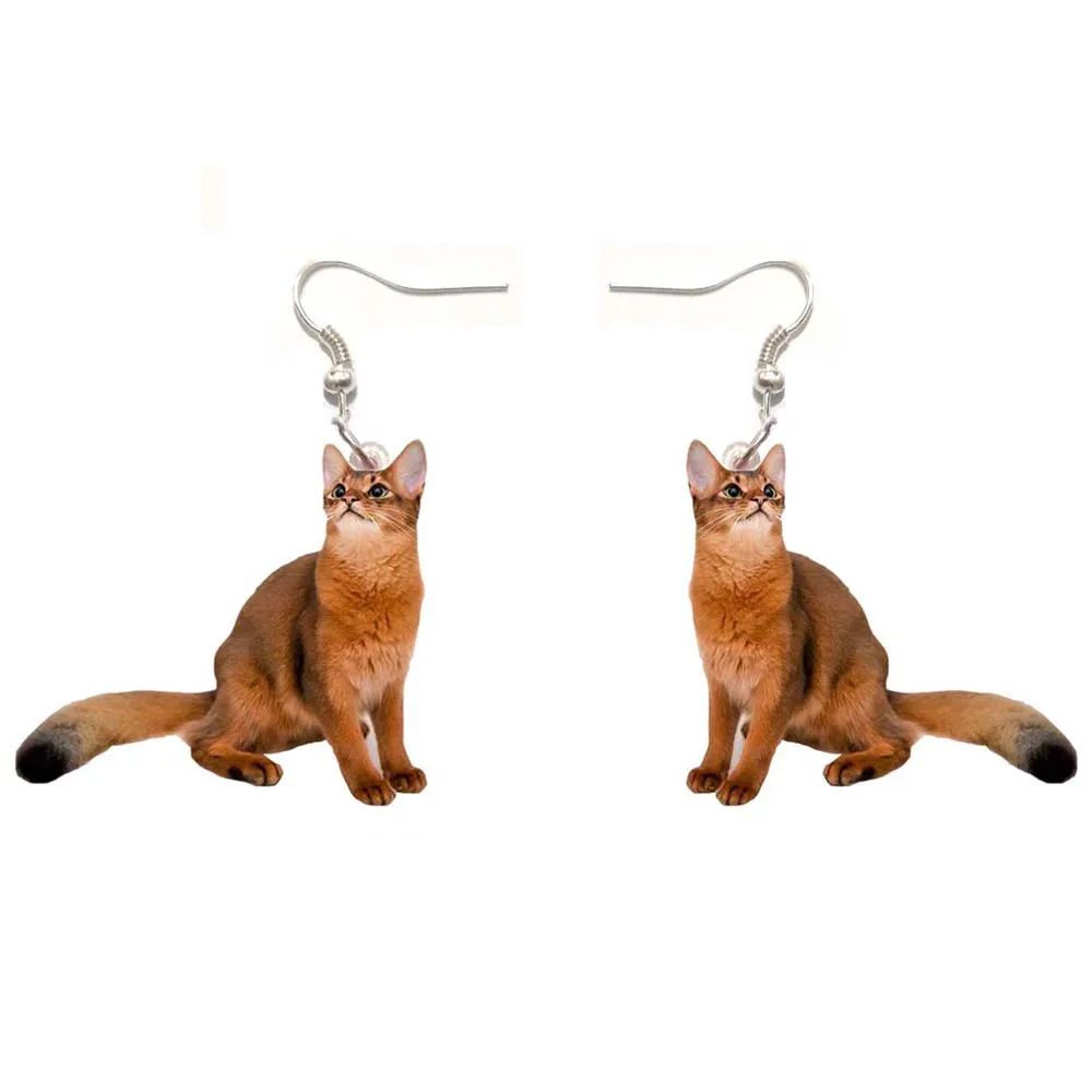 

Abyssinian Cat Acrylic Earrings Cat Fashion Women Ladies Girl Gift Jewelry Dangle Pendant Big Drop Fly Wing Bird Earring Party