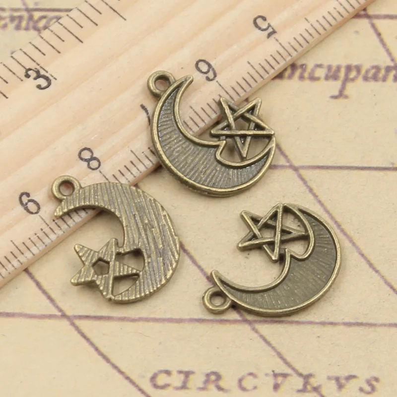 

20pcs Charms Moon Star 20x16mm Tibetan Bronze Silver Color Pendants Antique Jewelry Making DIY Handmade Craft