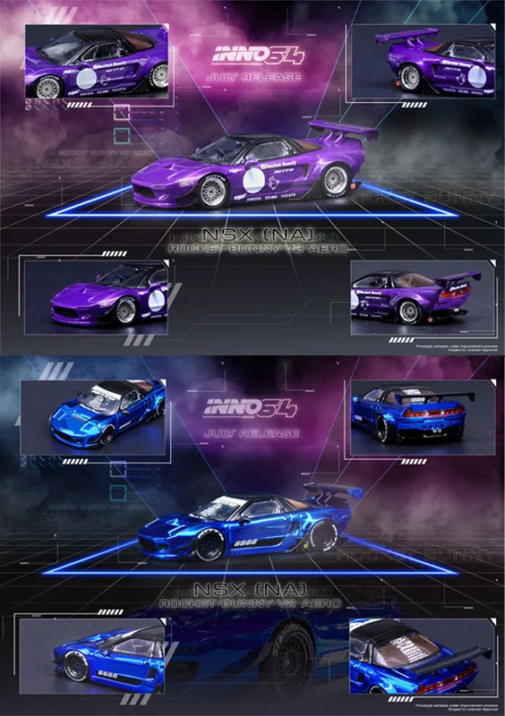 INNO 1:64 NSX NA Rocket Bunny V2 фиолетовые цвета 7 см коллекция литых под давлением моделей