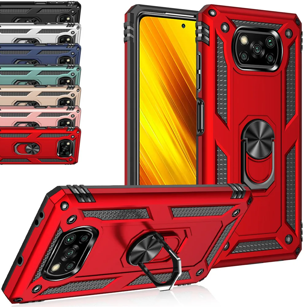 

Armor Case For Poco X3 nfc Case Shockproof Ring Stand Bumper Phone Back Cover For Xiaomi Poco X3 NFC F2 Pro Pocophone X3 NFC X2