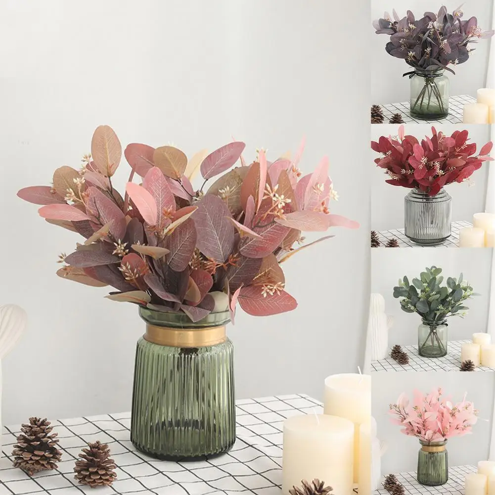 

Artificial Plant Vivid Exquisite Faux Silk Flower Elegant Eucalyptus Fake Plant for Home