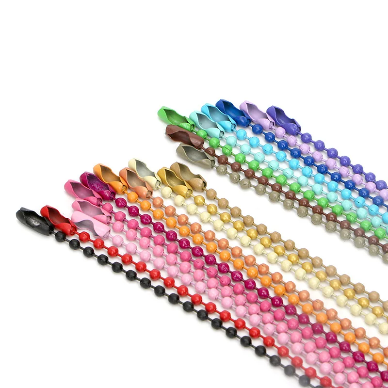 

20pcs Random Colorful Bulk Connector Round Bead Chains 12cm 15cm Length Dog Tag Pendant Metal Link Chains DIY Jewelry Findings
