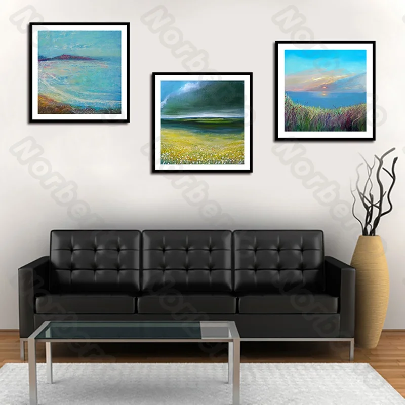 

Watercolor Drawings Canvas Painting Poster Spectacularly Natural Landscape Blue Sky Colorful Rivers for Home Room Decoration