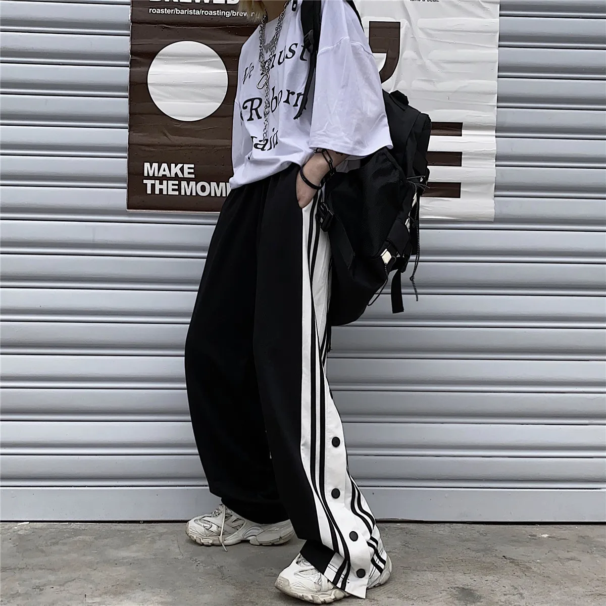 

Harajuku Autumn Leisure Slim-Fit Versatile Leggings Women Loose Color Matching Adjustable Straight-Leg Athletic Pants xue