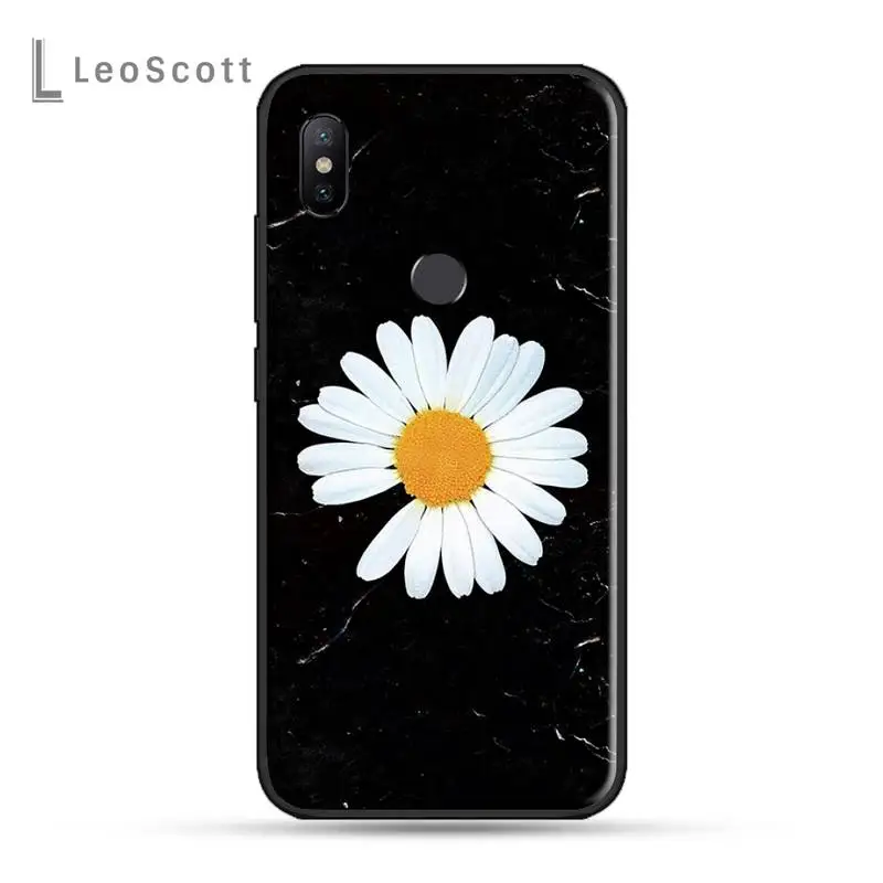

Black White Flower Daisy Phone Case For xiaomi Redmi 5 5A plus 7A 8 note 2 3 4 5 5A 6 7 GO K20 A2