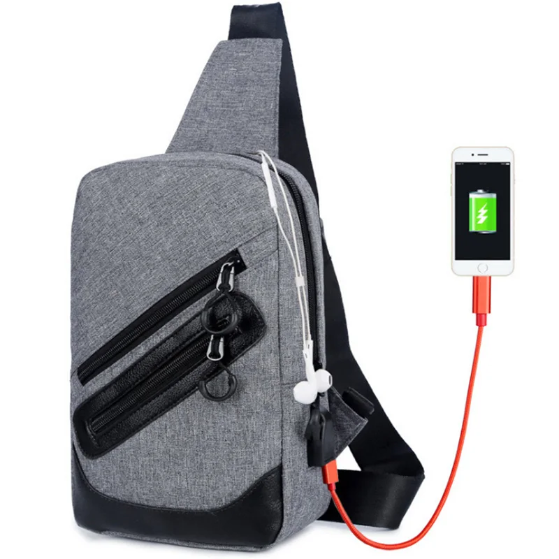 2019 мужская сумка для груди модная Водонепроницаемая usb-зарядка Мужская нагрудная