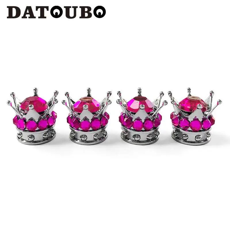 DATOUBO, 4 шт., Новое поступление, Серебряная корона, розовый, белый бриллиант, колпачки для автомобильных шин, колпачки для клапанов, пылезащитные колпачки для велосипедных колес, воздушный пылезащитный чехол