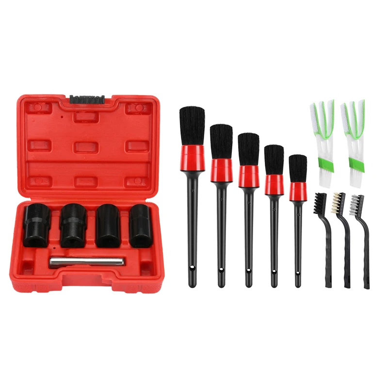 

Набор Щеток Для детейлинга автомобиля 10 шт. и набор из 5 шт. поворотных гнезд 4 изношенных гаек и замков колес инструмент для экстракции повре...