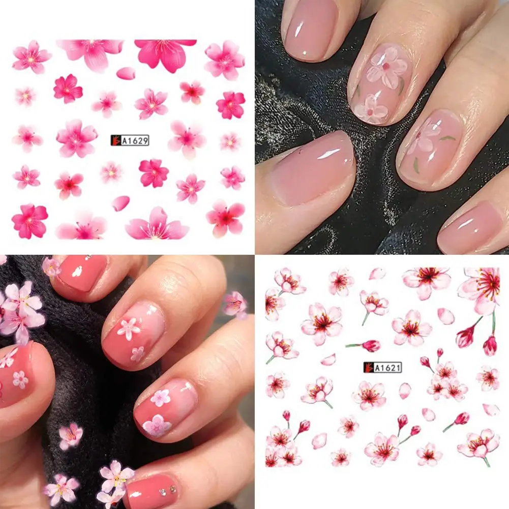 

Spring Daisy Nail Water Stickers Pink Cherry Blossoms Decals Flowers Sunflower Nail Stickers Summer Nails Art Decoration Sliders