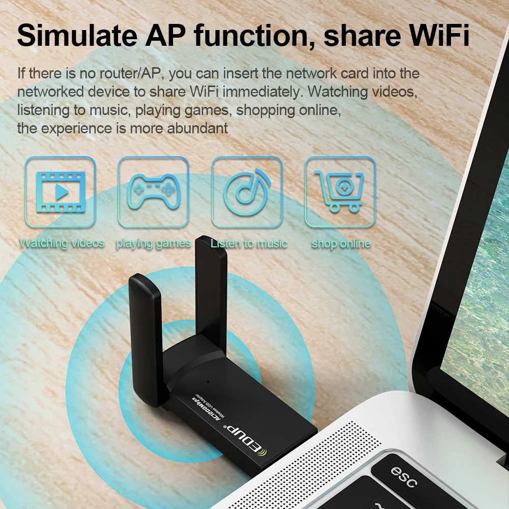 Usb Wi-Fi адаптер EDUP 2 4 Мбит/с /5 ГГц | Компьютеры и офис