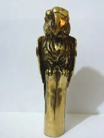 817 Азиатский китайский старый медный ручной резной попугай статуя трость