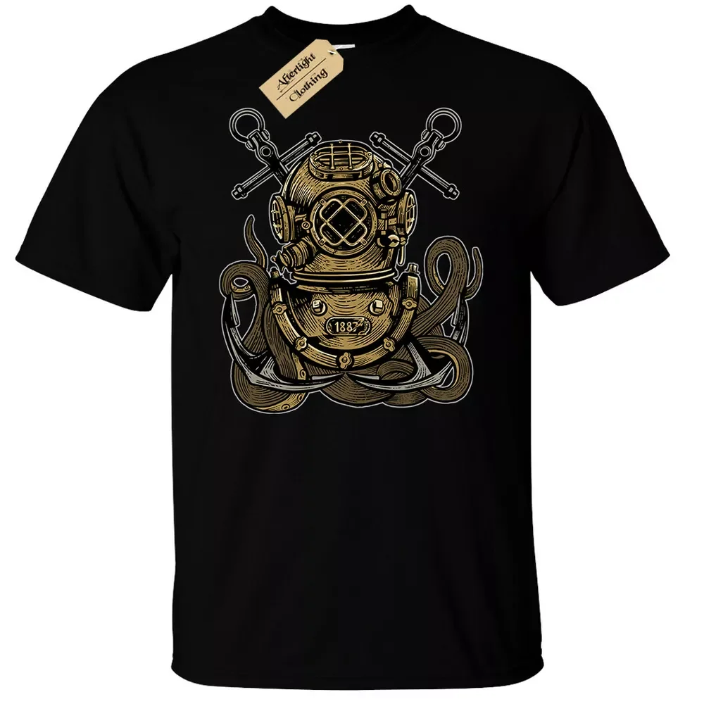 

Diver octopus t-shirt man deep sea tentacle squid helmet
