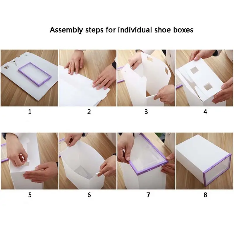 6 шт. пластиковая коробка для обуви Складная хорошо складируемая