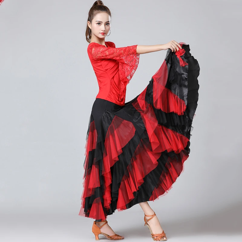 Latin dance ballroom modern competition dress and skirt short sleeves practice clothing | Тематическая одежда и униформа