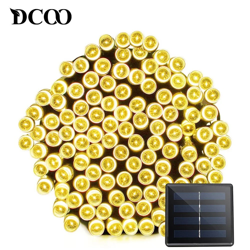 Dcoo Солнечный свет 72ft 22 м 200 LED 8 режимов сад Солнечный свет лампы Солнечный свет садовое Освещение напольный Водонепроницаемый новогодние украшения солнечные панели новогодний декор солнечная батарея товары - Испускаемый цвет: Warm White