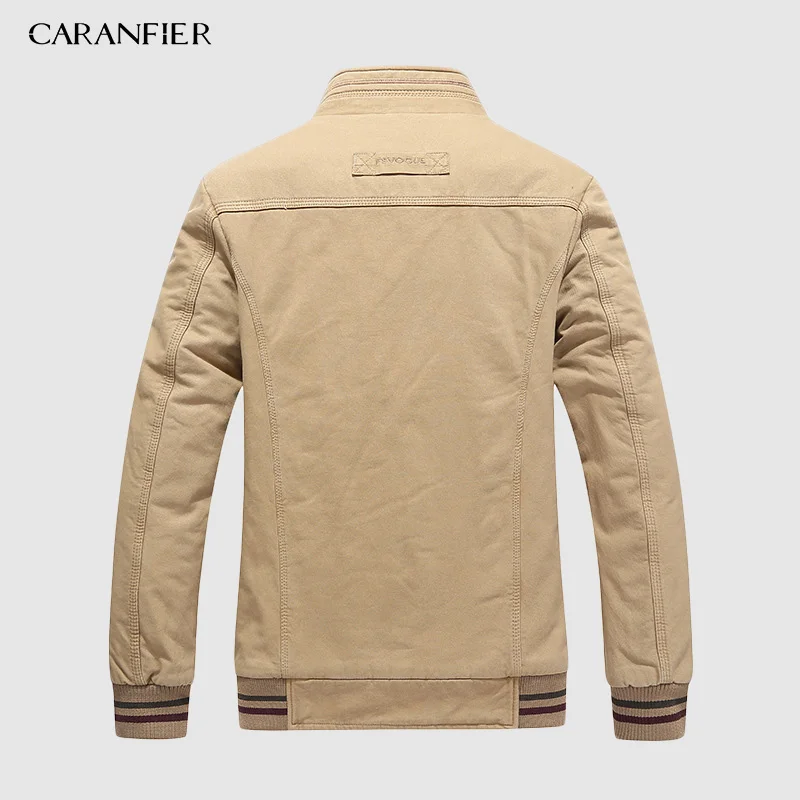 Мужская куртка с флисовой подкладкой CARANFIER теплая хлопковая ветровка на зиму 2019 |
